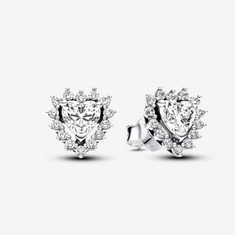 Pandora sparkling heart halo stud earrings